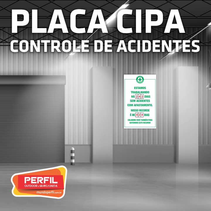 PLACA CIPA | CONTROLE DE ACIDENTES | TAM. 98X60CM
